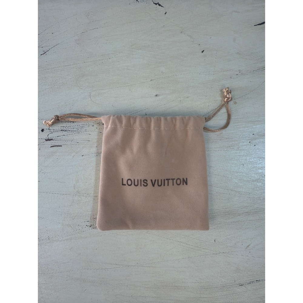 Louis Vuitton Jewelry Pouch Small Tan Suede Drawstring Logo Dust Bag